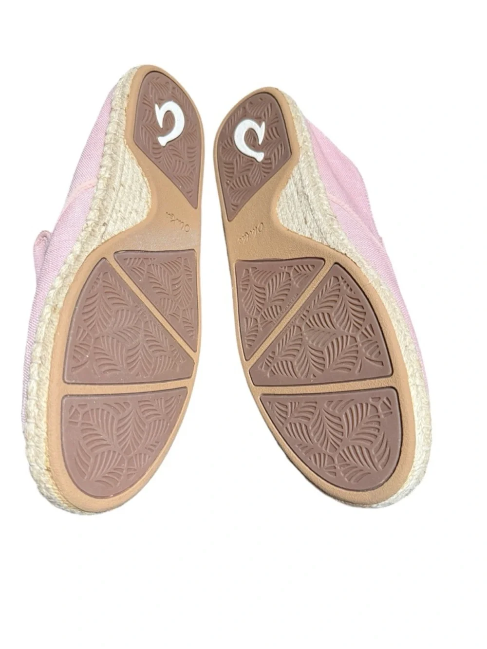 OluKai Kaula Pa’a Kapa Slip-On Espadrille Flats Pink Linen Womens 9.5